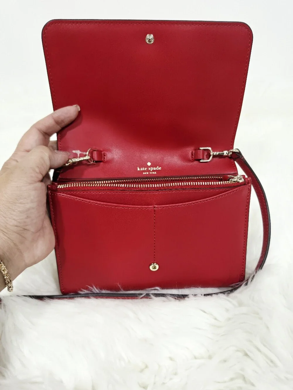 Kate Spade Red Leather Crossbody Wallet Clutch Purse Phone Bag